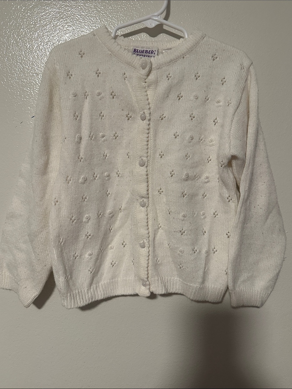 Blueberi Boulevard white Eyelet kid Cardigan size 5/6